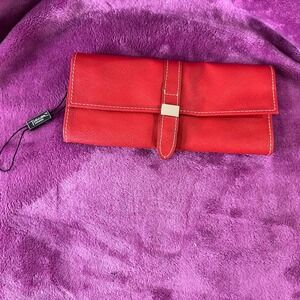 Tuscan Designs Red Faux Leather Jewelry Organizer Travel Roll Pouch Case